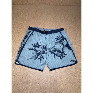 Florence Marine X Mens Board Shorts 34 Blue Green Black Naupaka Floral Surf I3